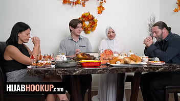 Hijabi Hottie Audrey Royal’s Thanksgiving Feast: A Raw, Table-top Fuck Fest
