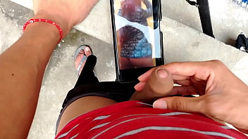 My Massive Cock Erupts In The Yard While Watching My Friend Strip On Video
