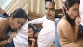 Young Coed Gets Wild With Her Man, Deepthroating His Desi Dick