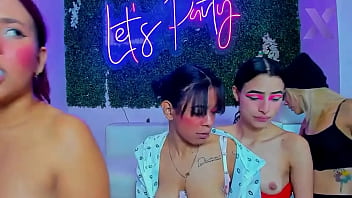 Throat-wrecking Gangbang With Four Fiery Latina Sluts