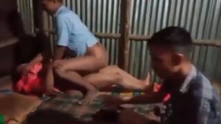 Three Country Boys Tag Team A Low-rent Slut In A Raw Gangbang Mms