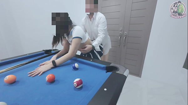 Thai Girl Climbs The Pool Table And Gets Pounded Hard! Moaning In Thai