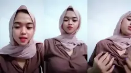 Hot Hijabi Beauty Squeezes Her Tits Live
