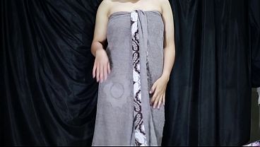 Indonesian Babe Tries Out Her New Satin Dress While Getting Off
