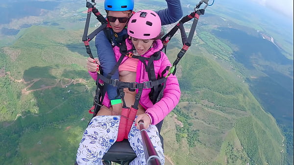 Soaked Cunt Gushing At Cloud Level, 2200 Meters Up, Strapped To A Paraglider