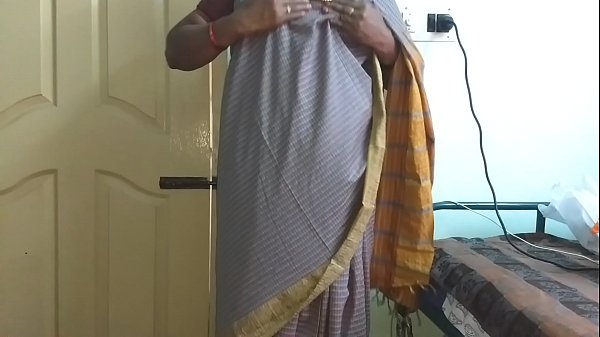 Indian Slut Vanitha In Grey Saree Flaunts Huge Tits And Shaved Cunt, Squeezing Nipples And Fingering Her Wet Pussy While Cheating On Her Husband