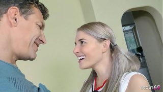 Busty Blonde Cheerleader Gets Roughly Fucked By Stepdad Before Taking A Huge Facial Load
