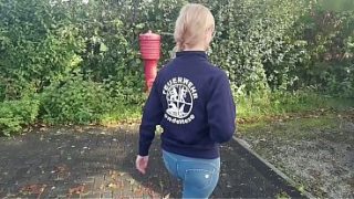 Blonde Slutty Firefighter Trainee Gets Cream Pied In Public With Bonus Creampie