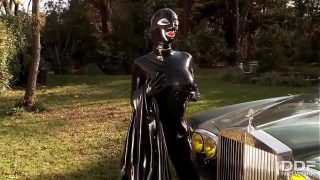 Latex Lucy, The Fetish Queen, Shoves A Dildo Deep In Her Slutty Cunt Out In The Open For Everyone To See