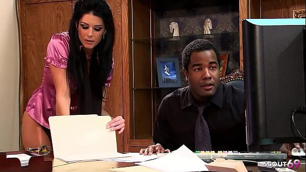 Skinny Secretary In Stockings Tempts Her Big-cock Black Boss Into A Rough Interracial Anal Fuck.